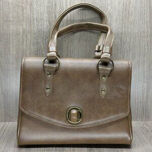 Vintage Jaclyn USA Shoulder Bag Womens Stand Alone Turn Lock Gold Plated Brown